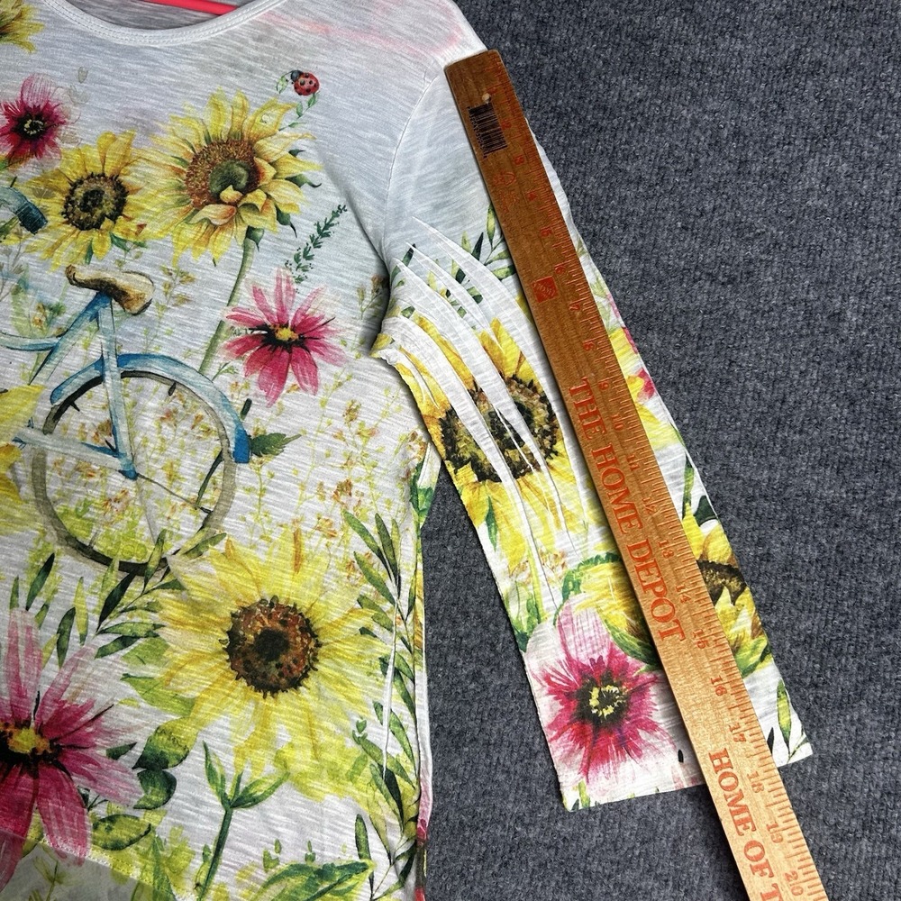 Jess & Jane Sunnyride Tunic Top Size Large Floral Nature Sheer - Picture 6 of 9